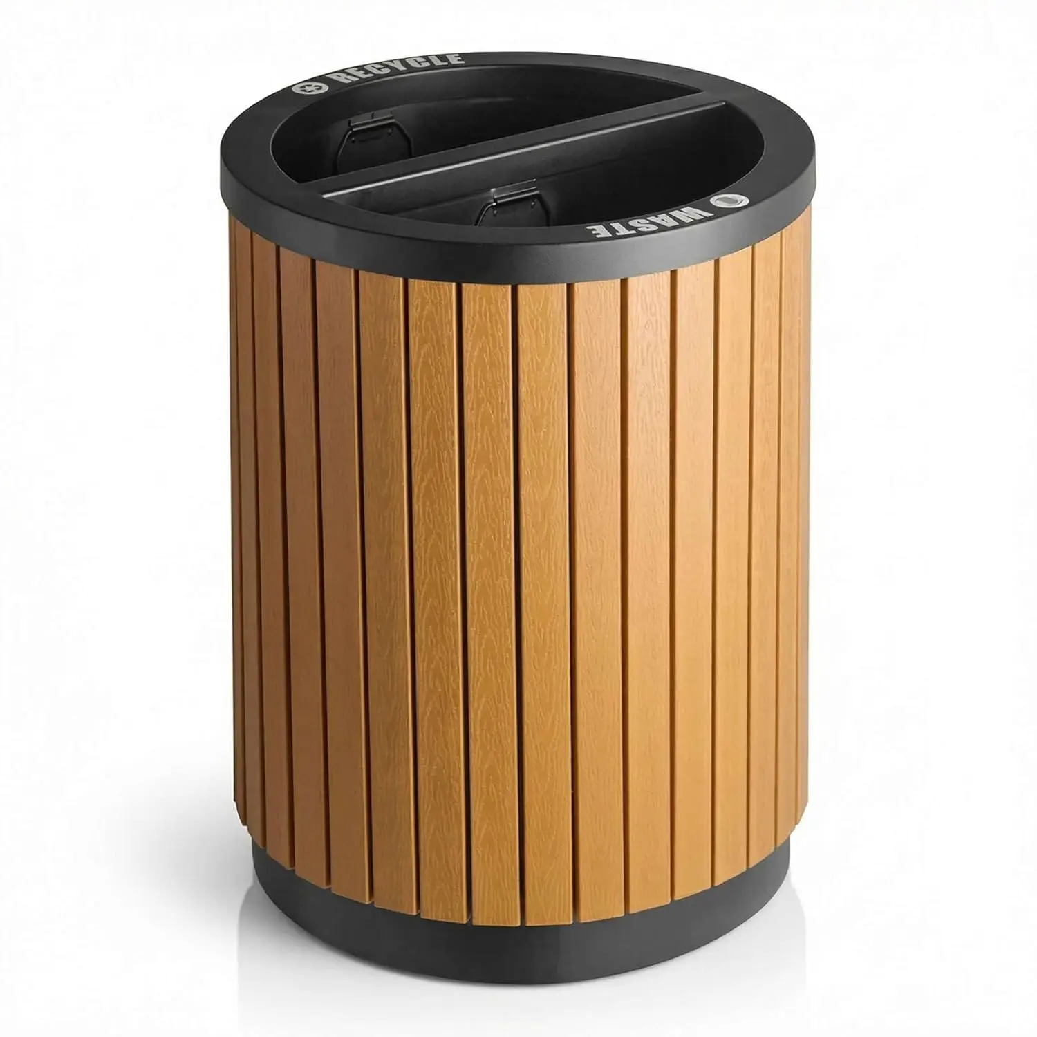 22 Gallon Round Outdoor Trash and Recycling Bin - Stainless Steel and Wood Composite Two-Stream Commercial Waste, Custom
22 Gallon Round Outdoor Trash and Recycling Bin - Stainless Steel and Wood Composite Two-Stream Commercial Waste, Custom