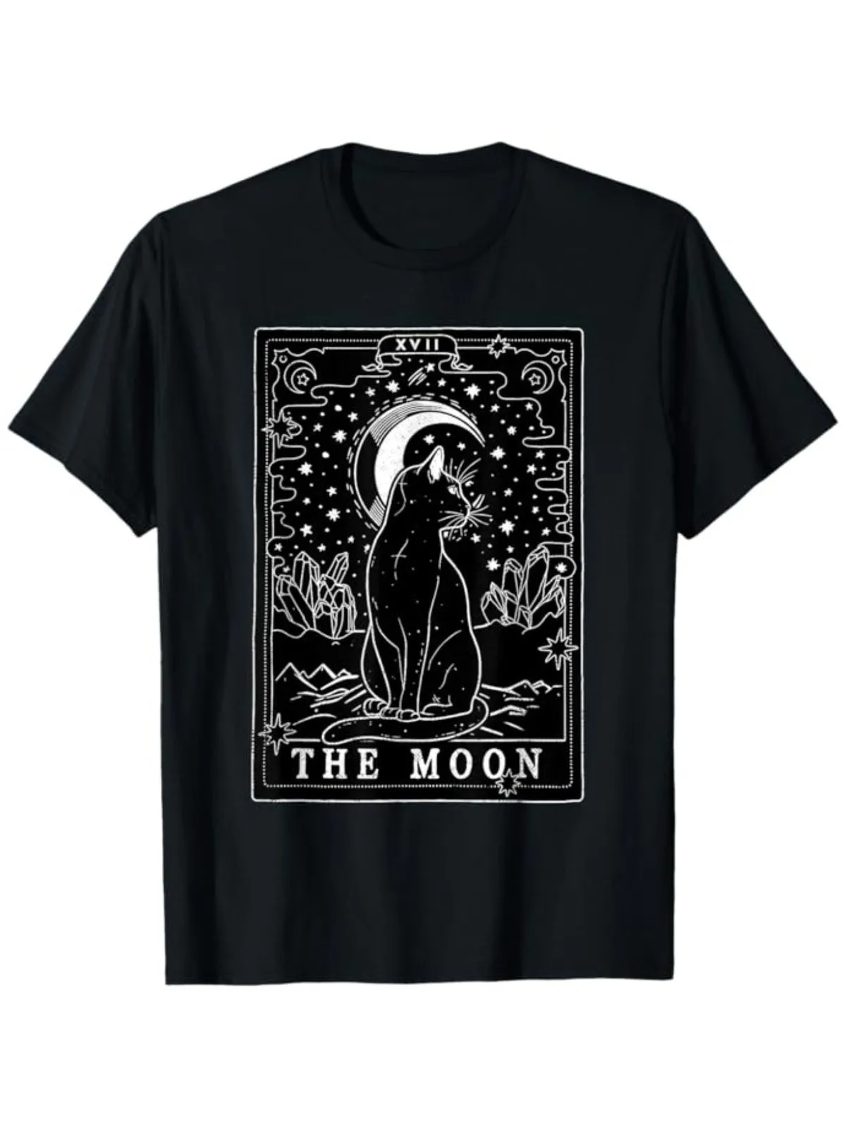 Celestial Cat Art Tee - Mystical Moon Tarot Black Graphic Shirt
Celestial Cat Art Tee - Mystical Moon Tarot Black Graphic Shirt