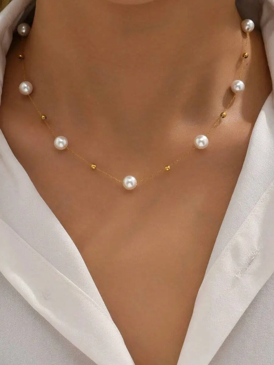 18K Gold Plated Stainless Steel 1pc Bead Necklace, Suitable For Daily Wear And Holiday Gift, Gifts For Friends
18K Gold Plated Stainless Steel 1pc Bead Necklace, Suitable For Daily Wear And Holiday Gift, Gifts For Friends