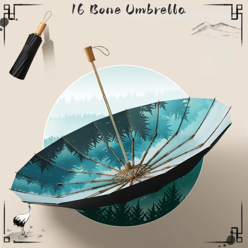 Triple Fold 16 Bone Hand Open Sunshine Umbrella Vintage Printed Solid Wood Handle Sunshade Black Adhesive Sunscreen Umbrella
Triple Fold 16 Bone Hand Open Sunshine Umbrella Vintage Printed Solid Wood Handle Sunshade Black Adhesive Sunscreen Umbrella
