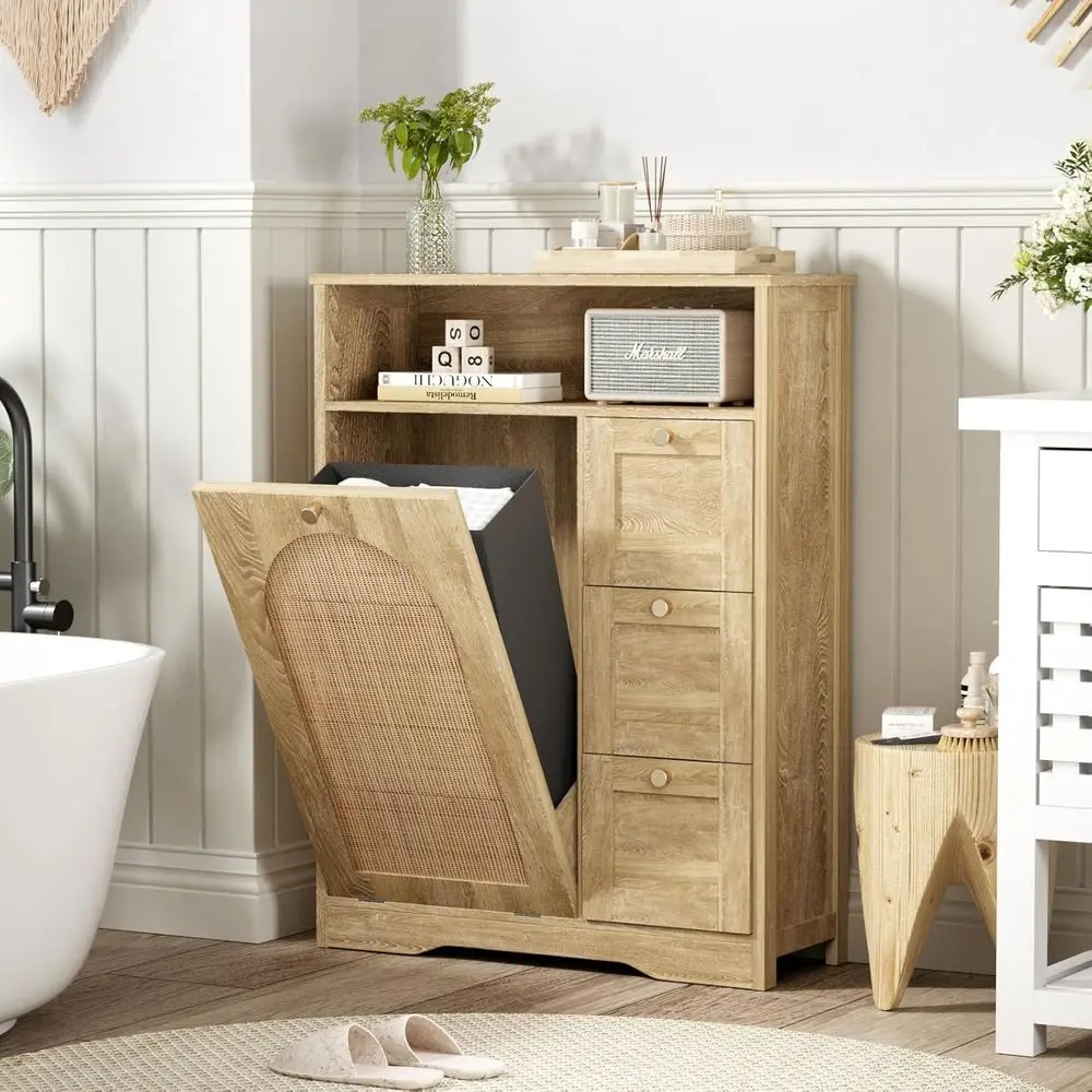 Natural Rattan Storage Cabinet with 3 Ders, Out Trash Can Cabinet or 10 Gallon Garbage Can or Laundry Hamper, Accent urniture, D
Natural Rattan Storage Cabinet with 3 Ders, Out Trash Can Cabinet or 10 Gallon Garbage Can or Laundry Hamper, Accent urniture, D