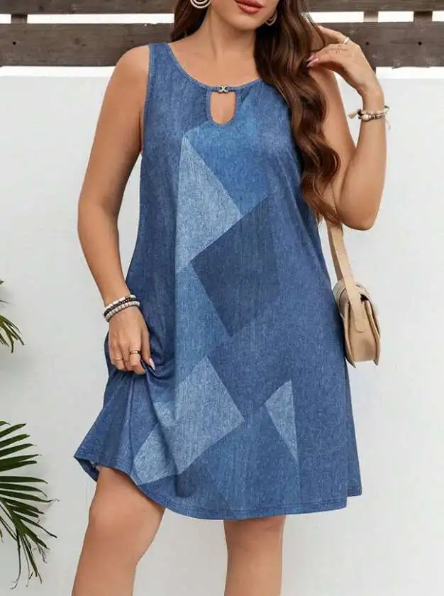 New Summer Plus Casual Denim Effect Printed Daily Dress Sleeveless Loose Fit Bodycon 2025 Party Summer Elegantes Casual Y2k
New Summer Plus Casual Denim Effect Printed Daily Dress Sleeveless Loose Fit Bodycon 2025 Party Summer Elegantes Casual Y2k