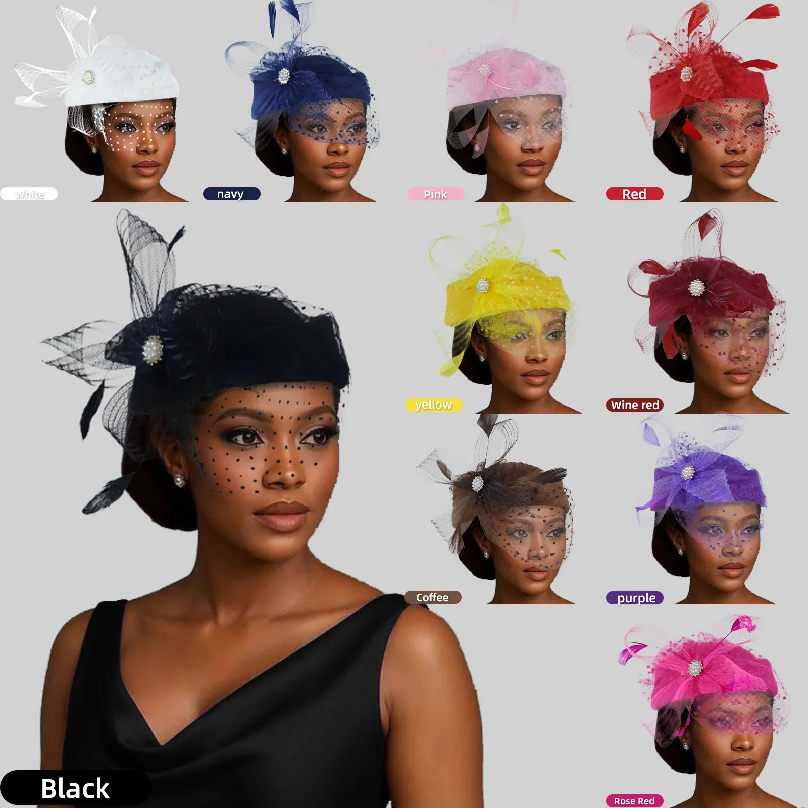 Women Bridal Fascinator with Feathers Dot Print Veil Elegant Pillbox Hats for Tea Party Wedding Church Fedoras Headscarf Bonnet
Women Bridal Fascinator with Feathers Dot Print Veil Elegant Pillbox Hats for Tea Party Wedding Church Fedoras Headscarf Bonnet