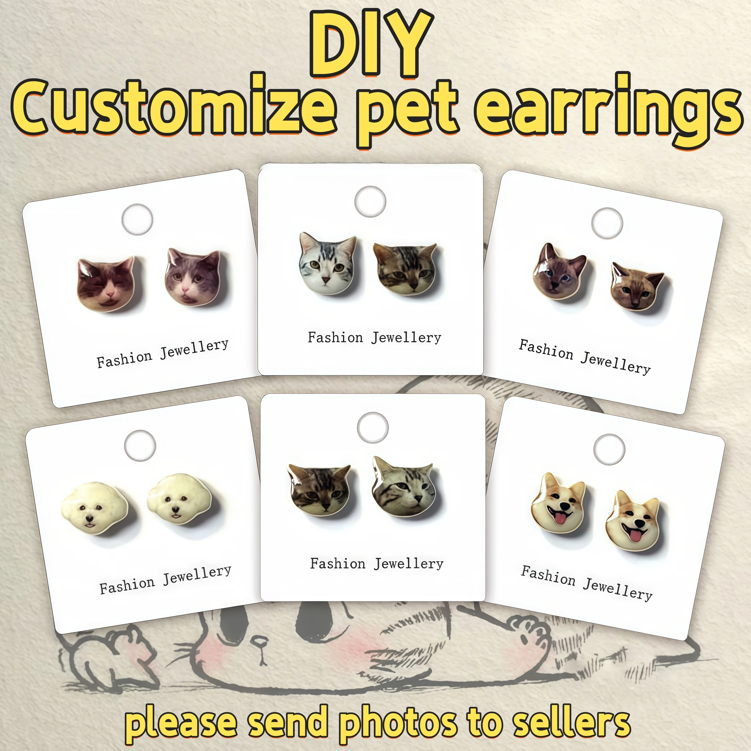 Custom Pet Portrait Earrings, Personalized Cat/Dog Ear Studs, Customizable Pet Face Jewelry, Perfect Memorial Gift for Pet Lover
Custom Pet Portrait Earrings, Personalized Cat/Dog Ear Studs, Customizable Pet Face Jewelry, Perfect Memorial Gift for Pet Lover