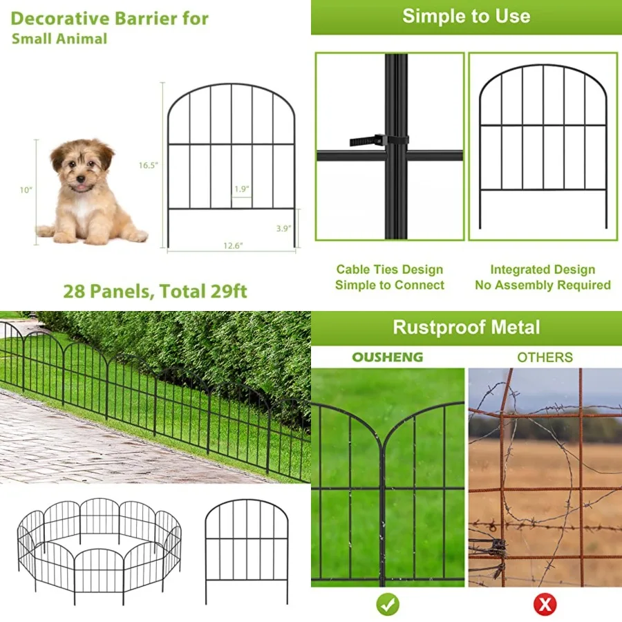Small Decorative Garden Fence, 29Feet L x 16.5in (H) Fencing, Rustproof Metal Wire Panel Border Animal Barrier for Dog, Flower
Small Decorative Garden Fence, 29Feet L x 16.5in (H) Fencing, Rustproof Metal Wire Panel Border Animal Barrier for Dog, Flower