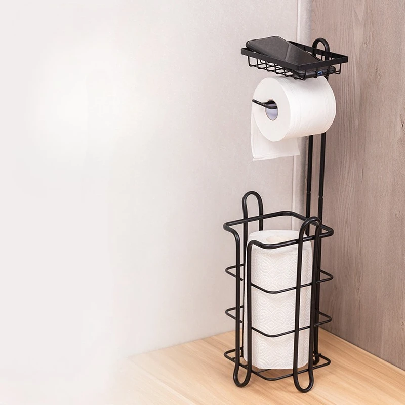 Freestanding Toilet Paper Holder with Phone Shelf Multi Tier Bathroom Storage Rack No Drill European Style Design
Freestanding Toilet Paper Holder with Phone Shelf Multi Tier Bathroom Storage Rack No Drill European Style Design