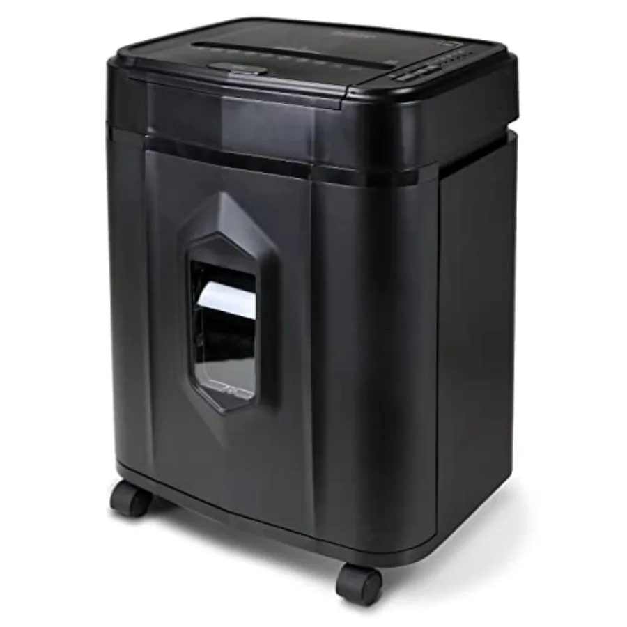 Office paper shredder, metal body, black, 120-sheet auto feed high security micro-cut, 30-minute continuous run
Office paper shredder, metal body, black, 120-sheet auto feed high security micro-cut, 30-minute continuous run