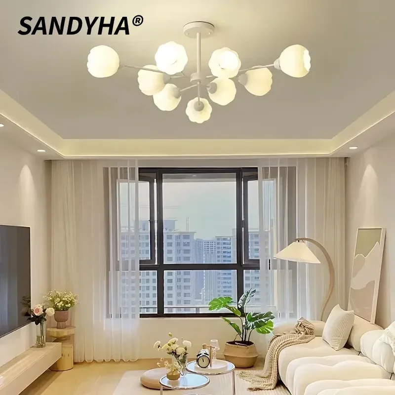 SANDYHA Cream Chandelier Modern LED Pendant Light Warm White Lighting Fixture for Living Room Dining Table Bedroom Home Decor
SANDYHA Cream Chandelier Modern LED Pendant Light Warm White Lighting Fixture for Living Room Dining Table Bedroom Home Decor
