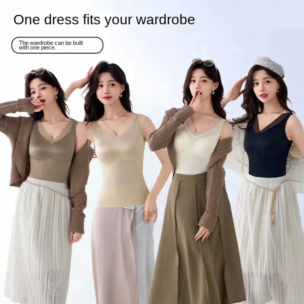 All Match Deep V-neck Satin Camisole With Chest Cushion Non Trace Satin Corset Sleeveless Solid Color Crop Tops Ladies Gift
All Match Deep V-neck Satin Camisole With Chest Cushion Non Trace Satin Corset Sleeveless Solid Color Crop Tops Ladies Gift