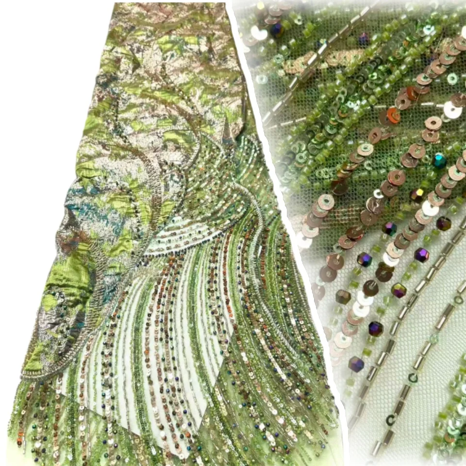 African Luxury Green Beaded Lace Fabric High Quality Nigeria Sequins French Tulle Lace Fabric for Sewing Wedding 2033
African Luxury Green Beaded Lace Fabric High Quality Nigeria Sequins French Tulle Lace Fabric for Sewing Wedding 2033