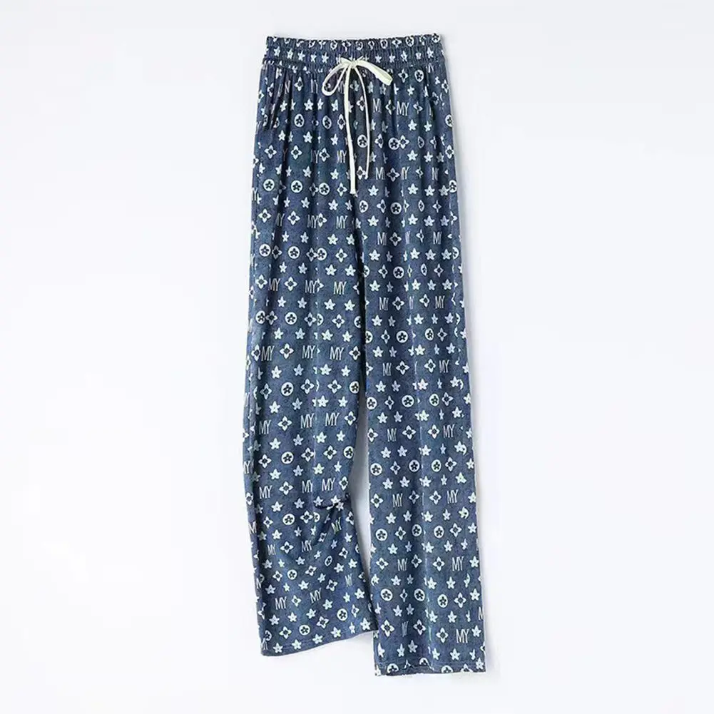 Stylish Wide Leg Pants Wide Leg Pants Drawstring Female Flower Print Lattern Pants Polyester Slight Elasticity
Stylish Wide Leg Pants Wide Leg Pants Drawstring Female Flower Print Lattern Pants Polyester Slight Elasticity