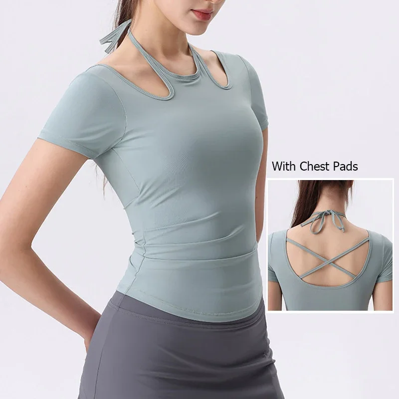 Summer Short Sleeve Yoga T-Shirt Women Solid Color Slim Fit Running Top Breathable Quick Dry Gym Vest With Chest Pads Sportswear
Summer Short Sleeve Yoga T-Shirt Women Solid Color Slim Fit Running Top Breathable Quick Dry Gym Vest With Chest Pads Sportswear