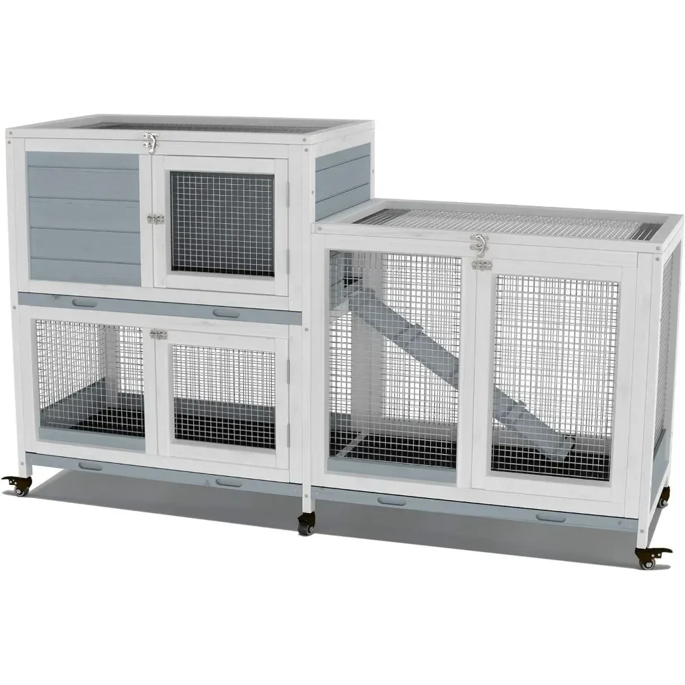 Two Floors 58" Wooden Indoor Bunny Hutch Rabbit Cage on Wheels Guinea Pig PET House for Small To Medium Animals
Two Floors 58" Wooden Indoor Bunny Hutch Rabbit Cage on Wheels Guinea Pig PET House for Small To Medium Animals