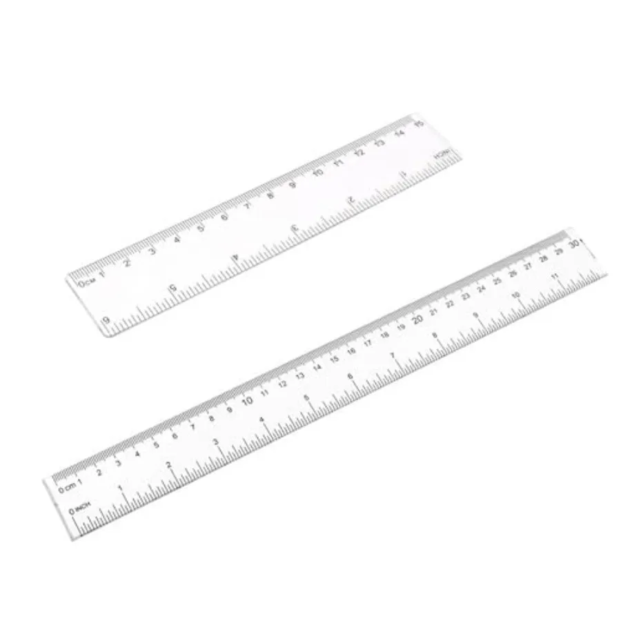 12-inch and 6-inch clear plastic ruler for school and office use, transparent, dual-scale in inches and centimeters, durable an
12-inch and 6-inch clear plastic ruler for school and office use, transparent, dual-scale in inches and centimeters, durable an