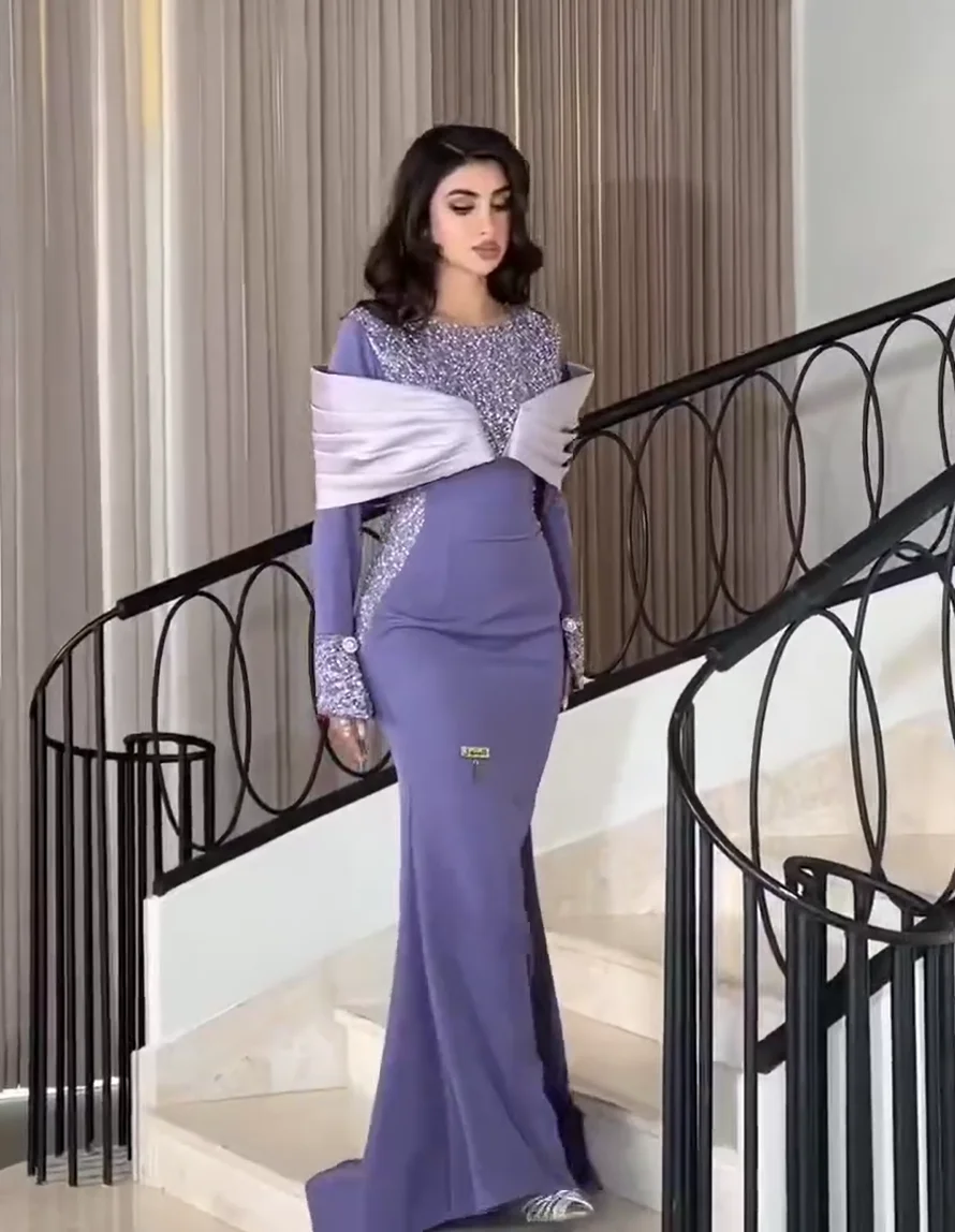 Purple Mermaid Satin Prom Dresses Long for Women 2026 Long Sleeve Beading Lace Tight Formal Evening Gowns Customized
Purple Mermaid Satin Prom Dresses Long for Women 2026 Long Sleeve Beading Lace Tight Formal Evening Gowns Customized