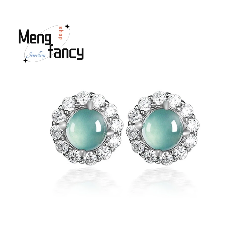 Genuine Natural A Goods Jade Blue Water Earrings Ice Jade S925 Silver Inlaid Fashion High-Grade Female Earrings
Genuine Natural A Goods Jade Blue Water Earrings Ice Jade S925 Silver Inlaid Fashion High-Grade Female Earrings