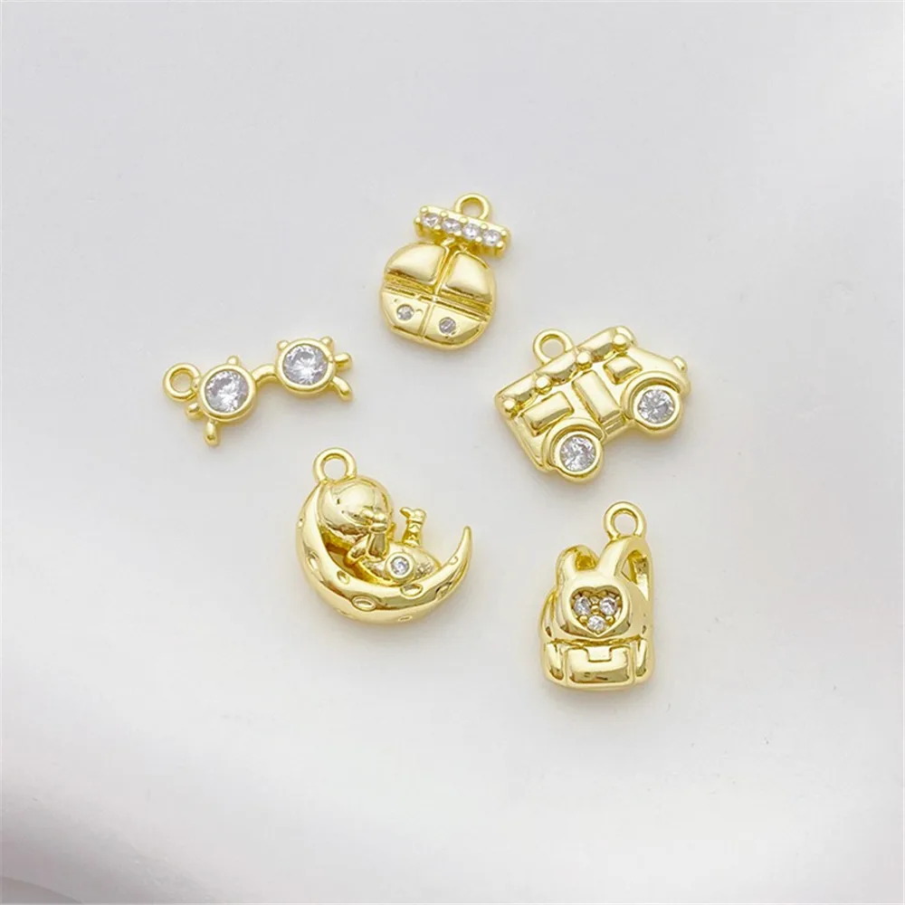 14K Gold Micro Set Zircon Glasses Backpack Astronaut Pendant DIY Bracelet Necklace Jewelry Material Pendant L538
14K Gold Micro Set Zircon Glasses Backpack Astronaut Pendant DIY Bracelet Necklace Jewelry Material Pendant L538