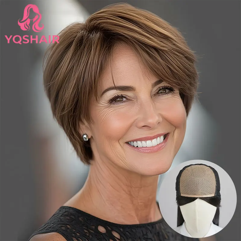 Short Layered Human Hair Wig 100% Real Hair, Injected Lace Hand Tied Wig, Natural Hairline Glueless Wig, Full Cap Breathable Wig
Short Layered Human Hair Wig 100% Real Hair, Injected Lace Hand Tied Wig, Natural Hairline Glueless Wig, Full Cap Breathable Wig