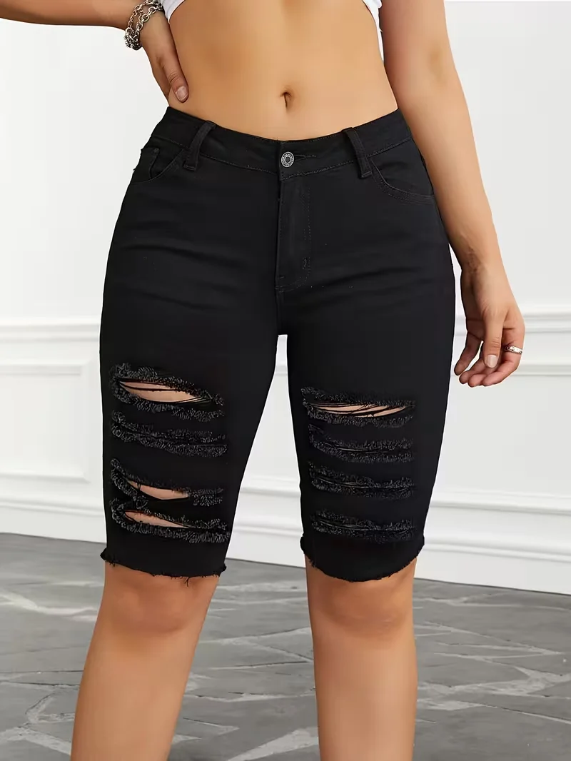Skinny Ripped Black Denim Shorts Women's Sexy Slim Hole Short Jeans Summer Hip Hop Y2K Streetwear Casual Female Fashion Clothes
Skinny Ripped Black Denim Shorts Women's Sexy Slim Hole Short Jeans Summer Hip Hop Y2K Streetwear Casual Female Fashion Clothes