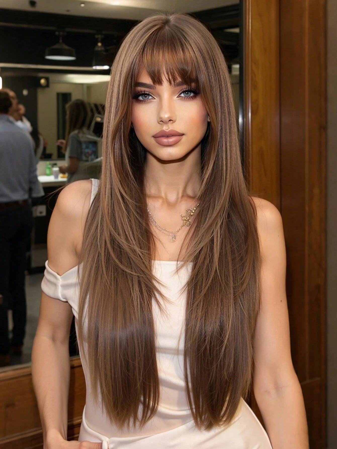 28inch Long Brown Layered Wig, Women's Long Straight Brown Wig with Bangs, Suitable for Daily Party Wear, Natural Look, Special Wig for Music Festivals, Easter Gift
28inch Long Brown Layered Wig, Women's Long Straight Brown Wig with Bangs, Suitable for Daily Party Wear, Natural Look, Special Wig for Music Festivals, Easter Gift