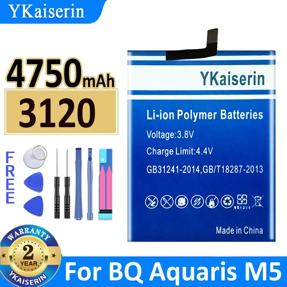 4750mAh YKaiserin Battery For BQ Aquaris M5 Battery 3120 high capacity Bateria + Track code
4750mAh YKaiserin Battery For BQ Aquaris M5 Battery 3120 high capacity Bateria + Track code
