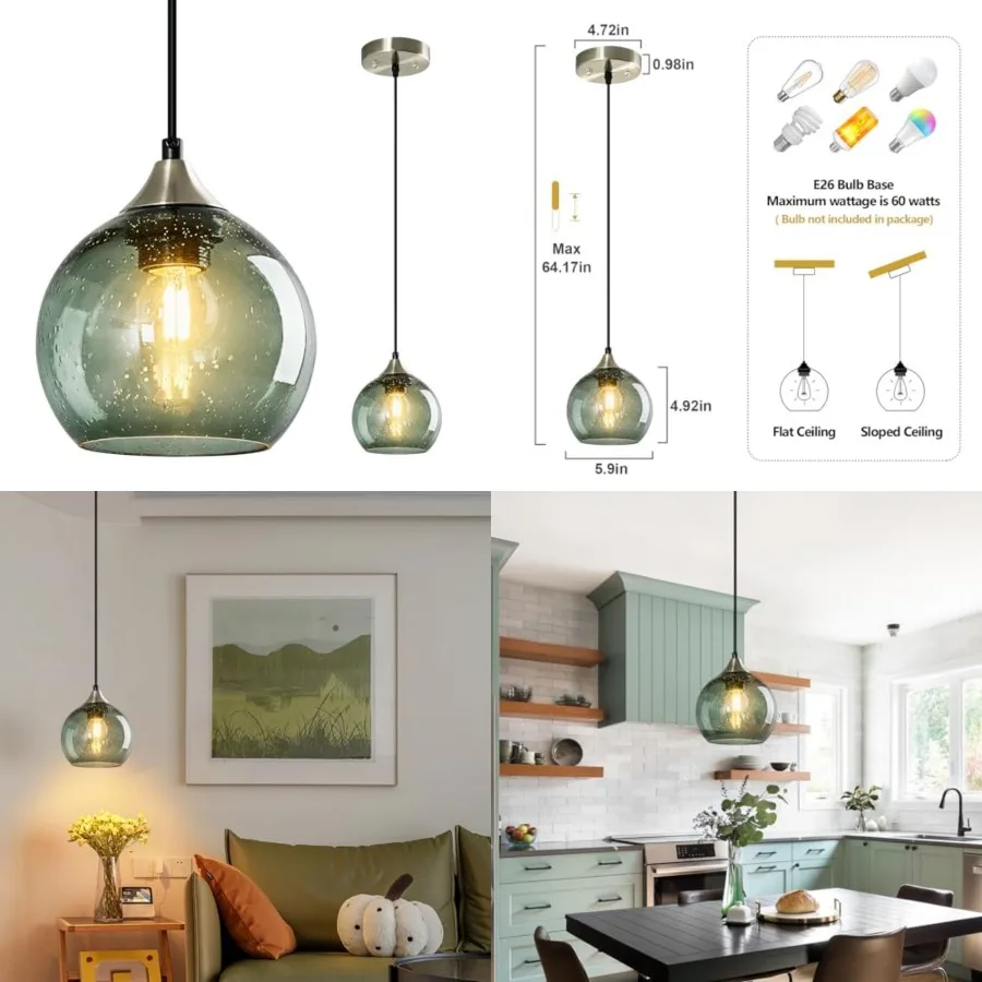 Glass Pendant Lights Kitchen Island Lighting Globe Pendant Light Fixtures Modern Pendant Lighting for Kitchen Island Bedroom Li
Glass Pendant Lights Kitchen Island Lighting Globe Pendant Light Fixtures Modern Pendant Lighting for Kitchen Island Bedroom Li