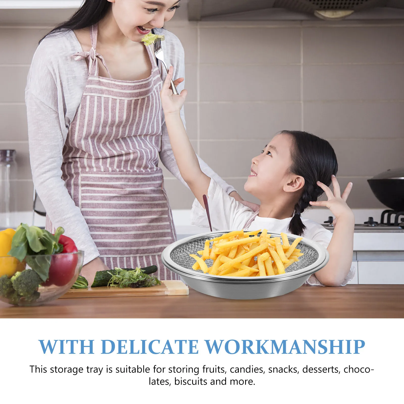 1Set Stainless Steel Frying Food Plate with Drain Net Oil Drip Tray for Snacks Fruits Desserts French Fries Serving Multi-Use
1Set Stainless Steel Frying Food Plate with Drain Net Oil Drip Tray for Snacks Fruits Desserts French Fries Serving Multi-Use