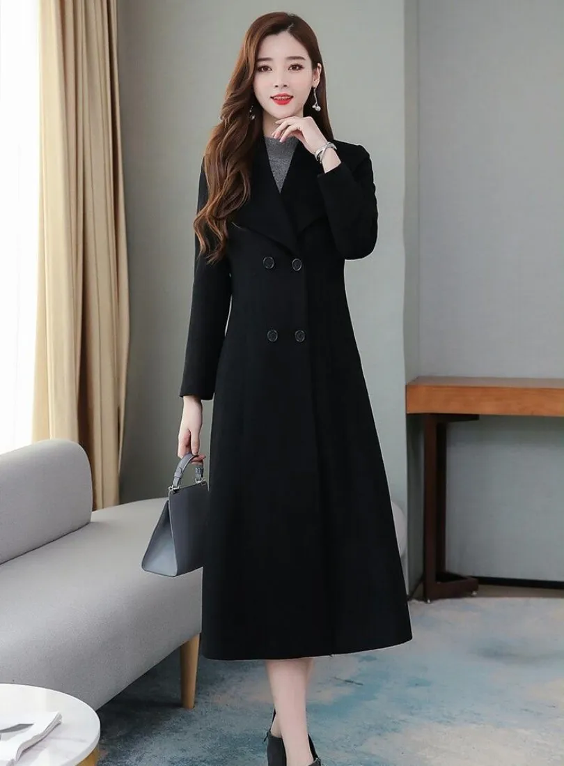 Women's Long Wool Blends Coat Spring Autumn New Korean Waist Slimming Over-Knee Thick Keep Warm Woolen Coat Lady Overcoat
Women's Long Wool Blends Coat Spring Autumn New Korean Waist Slimming Over-Knee Thick Keep Warm Woolen Coat Lady Overcoat