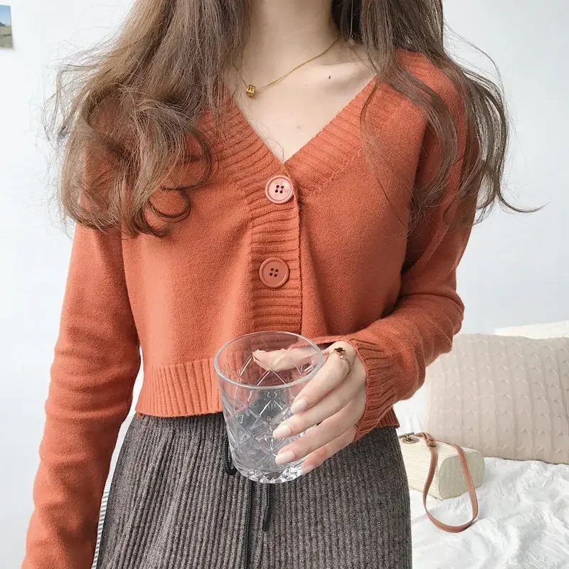 Knitted Cropped Cardigan Women Korean Short Sweater Long sleeve Crop Top V neck Fashion Y2k Clothes Green Blue
Knitted Cropped Cardigan Women Korean Short Sweater Long sleeve Crop Top V neck Fashion Y2k Clothes Green Blue