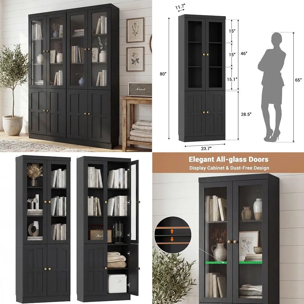 Farmhouse Storage Cabinet Set of 2, 72 Tall Kitchen Pantry Cabinet with 4 Barn Doors and Adjustable Shelves, Freestanding Stora
Farmhouse Storage Cabinet Set of 2, 72 Tall Kitchen Pantry Cabinet with 4 Barn Doors and Adjustable Shelves, Freestanding Stora