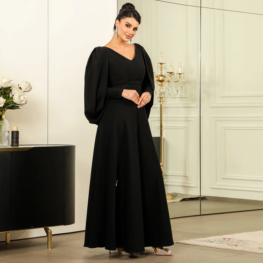 Modern Black A-Line Evening Dress with Shawl Customized Beading Back Customized V-Neck Long Sleeved Formal Occasion Party Gowns
Modern Black A-Line Evening Dress with Shawl Customized Beading Back Customized V-Neck Long Sleeved Formal Occasion Party Gowns