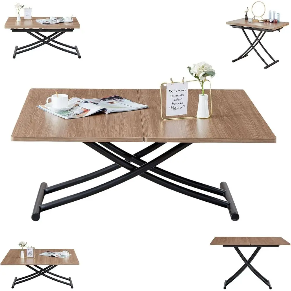 Multiunctional olding Table, Lit Top Coee Table Convertible to Dining Table, Height Adjustable Wooden Dinner Table with Metal Le
Multiunctional olding Table, Lit Top Coee Table Convertible to Dining Table, Height Adjustable Wooden Dinner Table with Metal Le