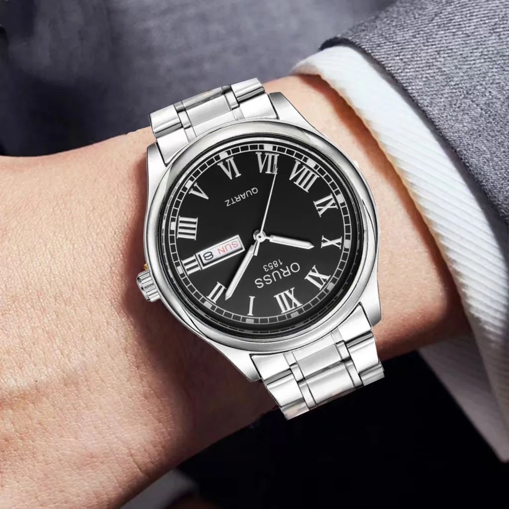Мужские кварцевые часы ORUSS с римскими цифрами, высококачественный и красивый ремешок из нержавеющей стали, прочный двойной календарь, деловая кежуал
Мужские кварцевые часы ORUSS с римскими цифрами, высококачественный и красивый ремешок из нержавеющей стали, прочный двойной календарь, деловая кежуал