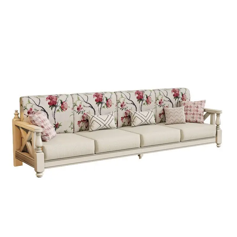 Solid wood sofa combination white cream fabric design retro small apartment
Solid wood sofa combination white cream fabric design retro small apartment