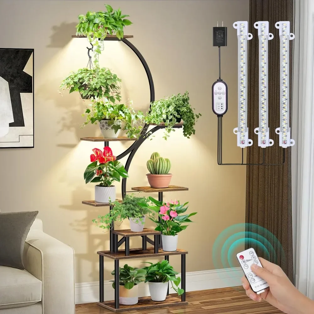 8 Tier Indoor Plant Stand with Grow Lights, Remote Control, Auto Timer, Full Spectrum Dimmable Light, 65" Tall Metal Plant Shelf
8 Tier Indoor Plant Stand with Grow Lights, Remote Control, Auto Timer, Full Spectrum Dimmable Light, 65" Tall Metal Plant Shelf