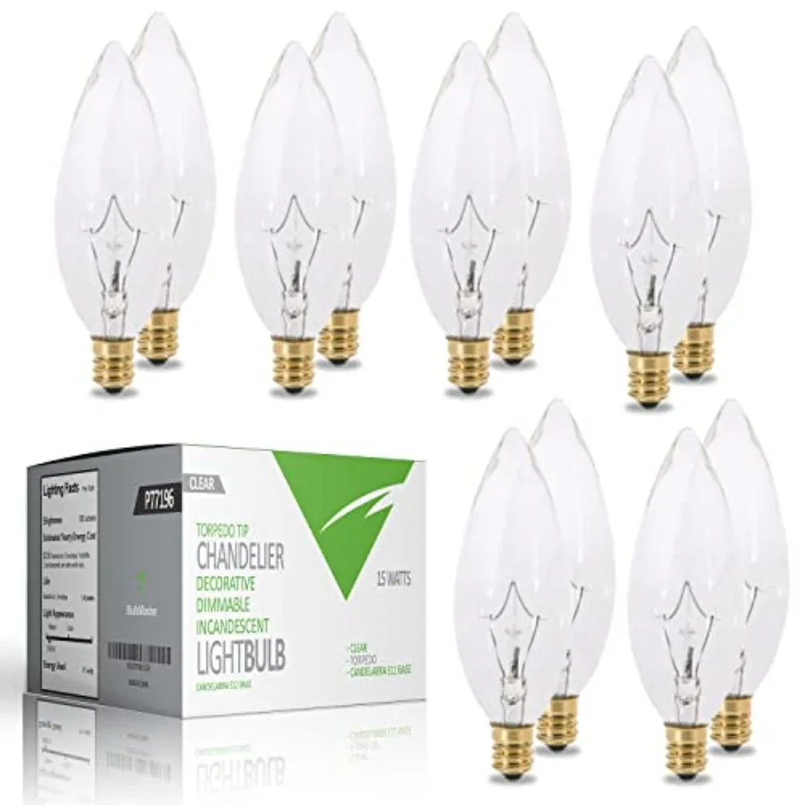15 Watts Blunt Tip Decorative Light Bulbs Chandelier Light Bulb Candelabra Base Torpedo Clear Straight Dimmable Incandescent Li
15 Watts Blunt Tip Decorative Light Bulbs Chandelier Light Bulb Candelabra Base Torpedo Clear Straight Dimmable Incandescent Li