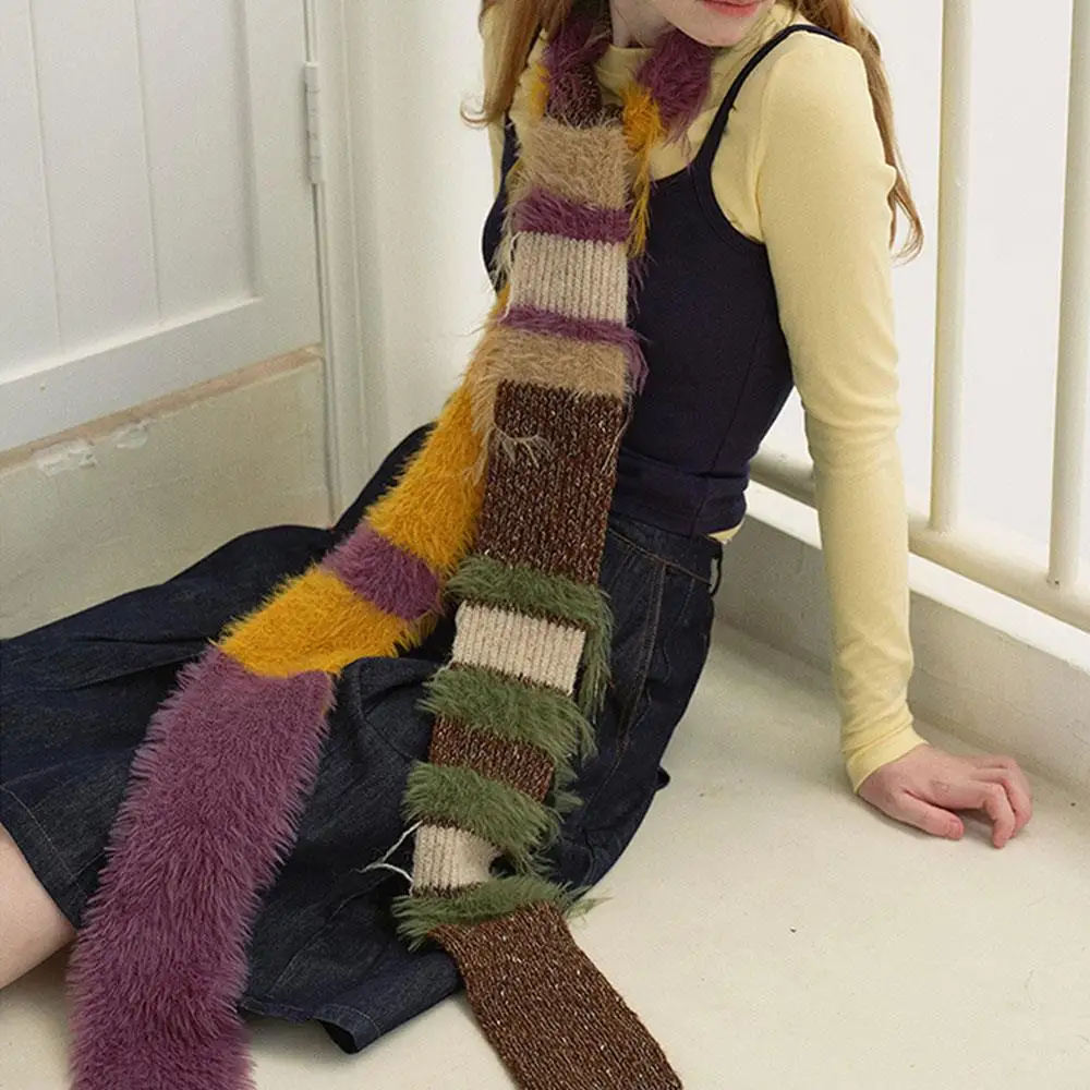 Y2K Colorful Striped Plush scarf Harajuku Knitted Slim Narrow Rainbow Scarves Thickened Neck Warmer Girls Long Tassel Scarf
Y2K Colorful Striped Plush scarf Harajuku Knitted Slim Narrow Rainbow Scarves Thickened Neck Warmer Girls Long Tassel Scarf