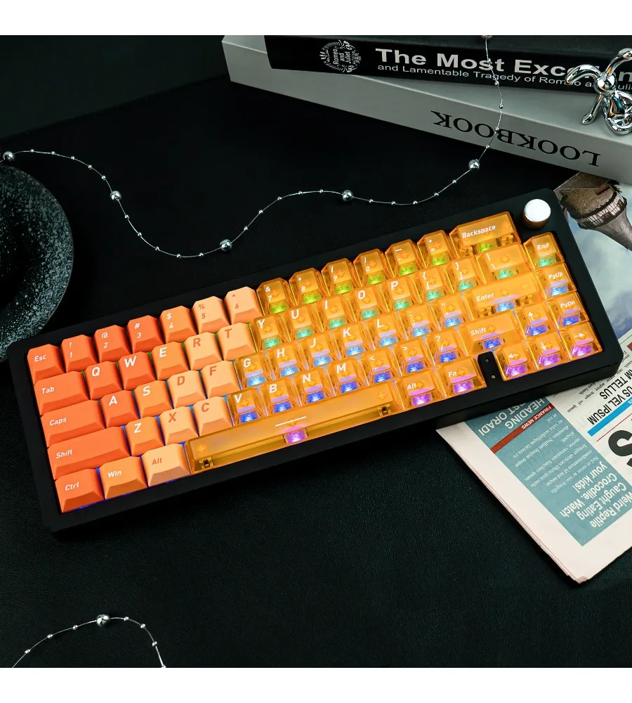 Orange gradient keycaps transparent PC pad-printed PBT sublimation original factory keycaps suitable for mechanical keyboards
Orange gradient keycaps transparent PC pad-printed PBT sublimation original factory keycaps suitable for mechanical keyboards