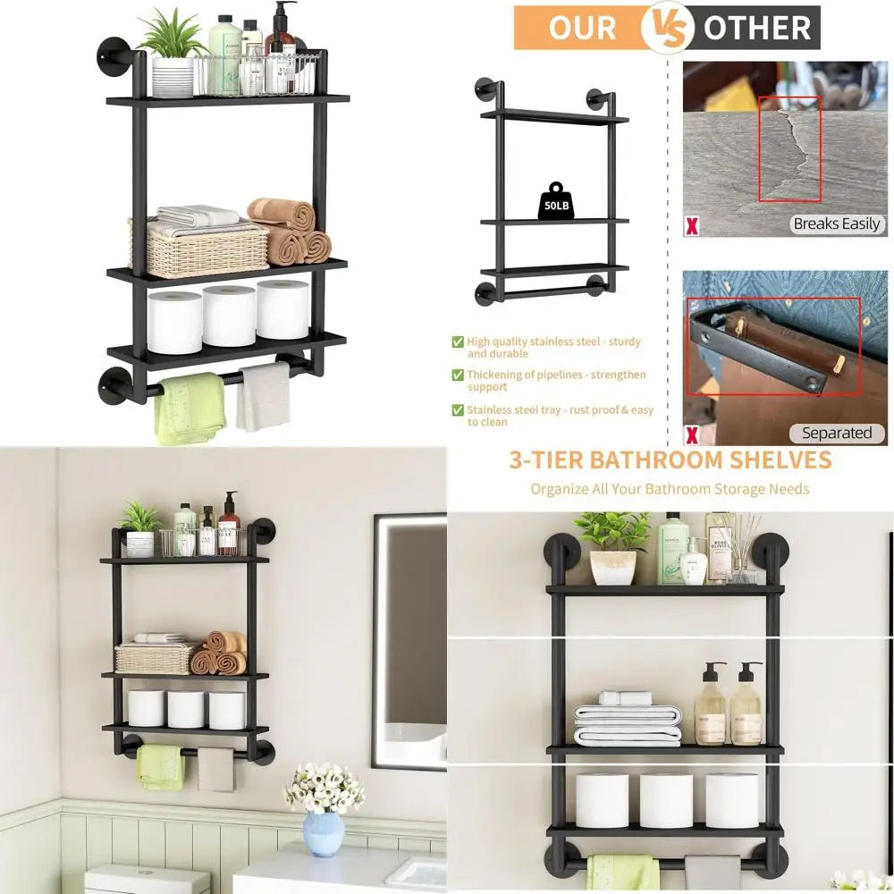 Трехуровневая настенная полка из нержавеющей стали с держателем для полотенец, 26 дюймов, для хранения над унитазом в ванной, прачечной и на кухне
Трехуровневая настенная полка из нержавеющей стали с держателем для полотенец, 26 дюймов, для хранения над унитазом в ванной, прачечной и на кухне