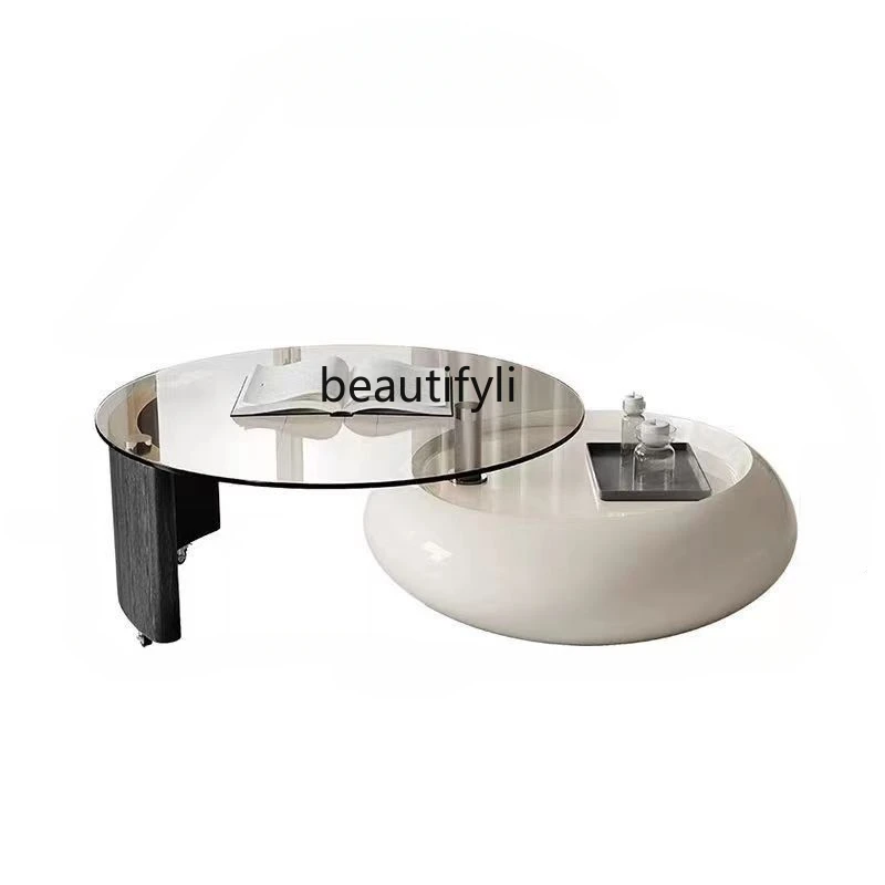 Cream wind round high and low combination coffee table living room Italian light luxury minimalist tempered glass tea table
Cream wind round high and low combination coffee table living room Italian light luxury minimalist tempered glass tea table