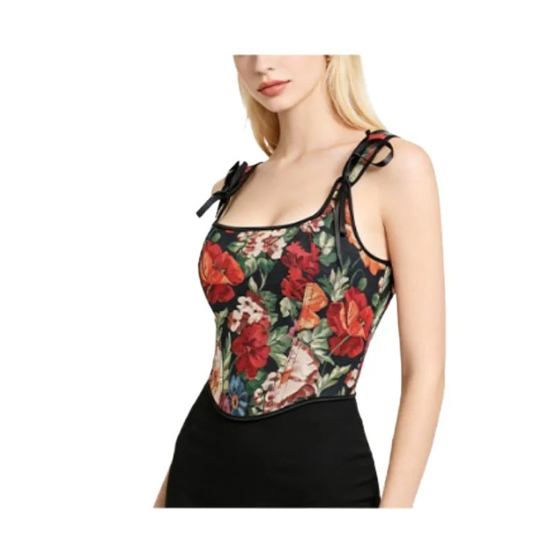Square Neck Floral Woven Corset Top Adjustable Bow Shoulder Straps Short Waist Trainer Party Bustier
Square Neck Floral Woven Corset Top Adjustable Bow Shoulder Straps Short Waist Trainer Party Bustier