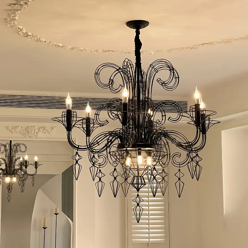 SANDYHA Retro Pendant Light Black Iron Candle Bulb French Design Chandelier for Living Room Bedroom Restaurant Vintage Decor
SANDYHA Retro Pendant Light Black Iron Candle Bulb French Design Chandelier for Living Room Bedroom Restaurant Vintage Decor