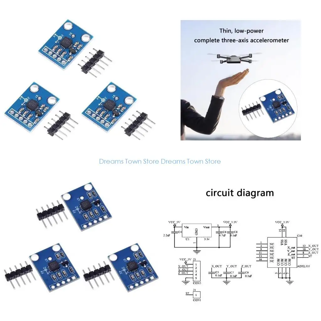 HX6A 3Pcs ADXL335 Sensors Module Semiconductor Devices Triaxial Accelerometer Angular Transducer Sensors Module Analog Module
HX6A 3Pcs ADXL335 Sensors Module Semiconductor Devices Triaxial Accelerometer Angular Transducer Sensors Module Analog Module