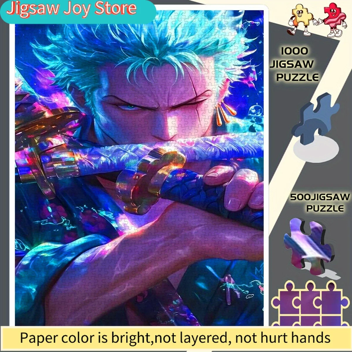 Бумажный пазл «Зоро с синими волосами, держащий нож»: Холодный, решительный и властный образ. Идеальный выбор для энтузиастов — развивающая головоломка.
Бумажный пазл «Зоро с синими волосами, держащий нож»: Холодный, решительный и властный образ. Идеальный выбор для энтузиастов — развивающая головоломка.