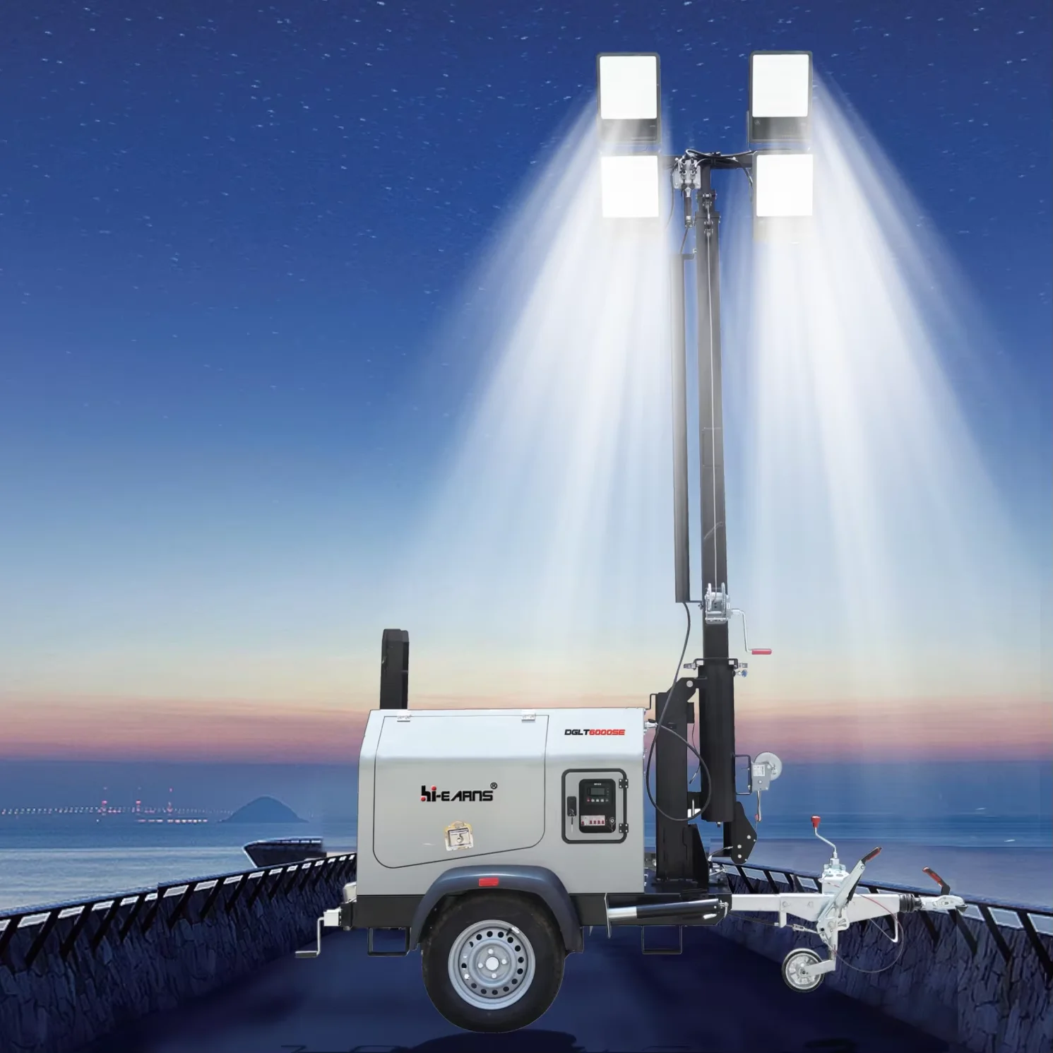 Hi Earns Emergency Lighting Mobile Light Tower with 5KW Generator and 4x1000 Halide or LED Lamp
Hi Earns Emergency Lighting Mobile Light Tower with 5KW Generator and 4x1000 Halide or LED Lamp