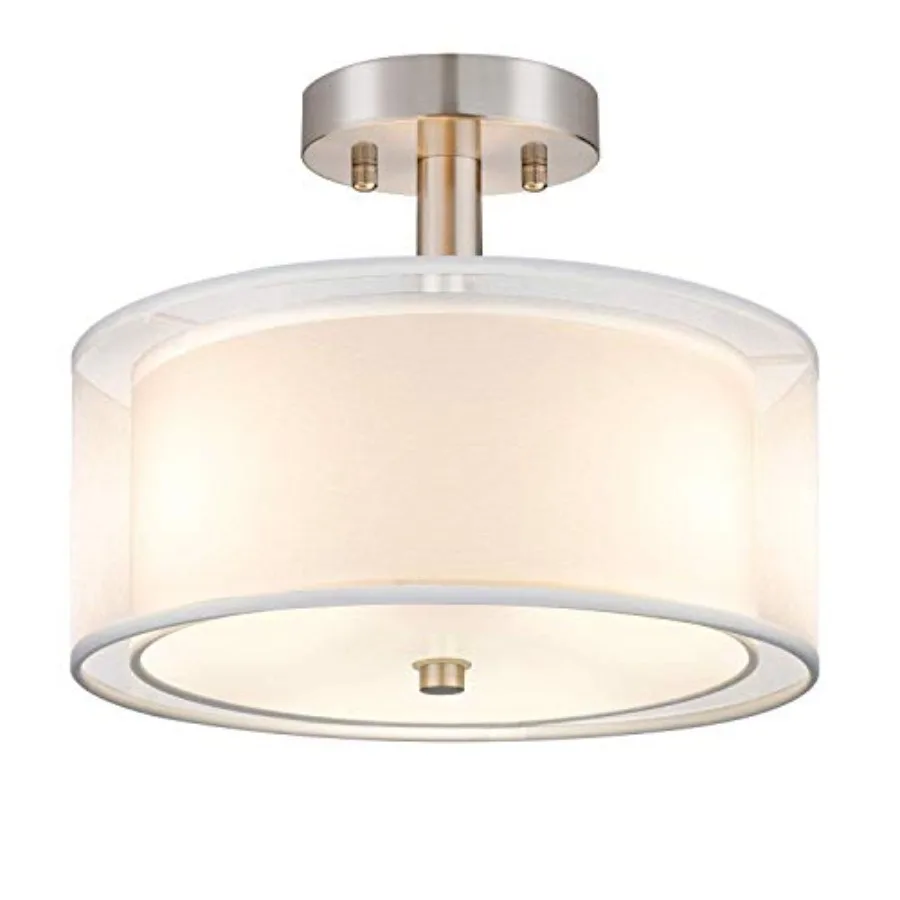 3-Light Semi Flush Mount Ceiling Light Fixture, Drum Light with Double Fabric Shade, Modern Close to Ceiling Lamps for Dining R
3-Light Semi Flush Mount Ceiling Light Fixture, Drum Light with Double Fabric Shade, Modern Close to Ceiling Lamps for Dining R
