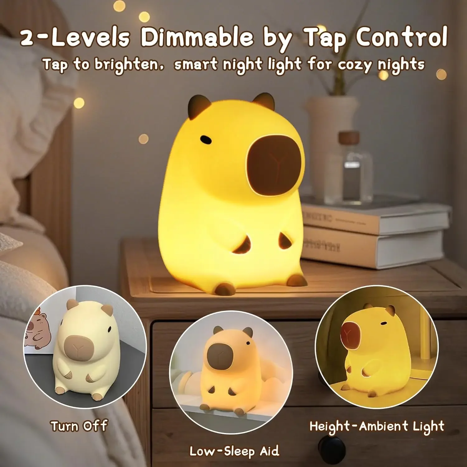 Cute Cartoon Capybara LED Night Light Silicone Animal Lamp USB Rechargeable Timing Dimming Sleep Night Lamp for Children's Gifts
Cute Cartoon Capybara LED Night Light Silicone Animal Lamp USB Rechargeable Timing Dimming Sleep Night Lamp for Children's Gifts