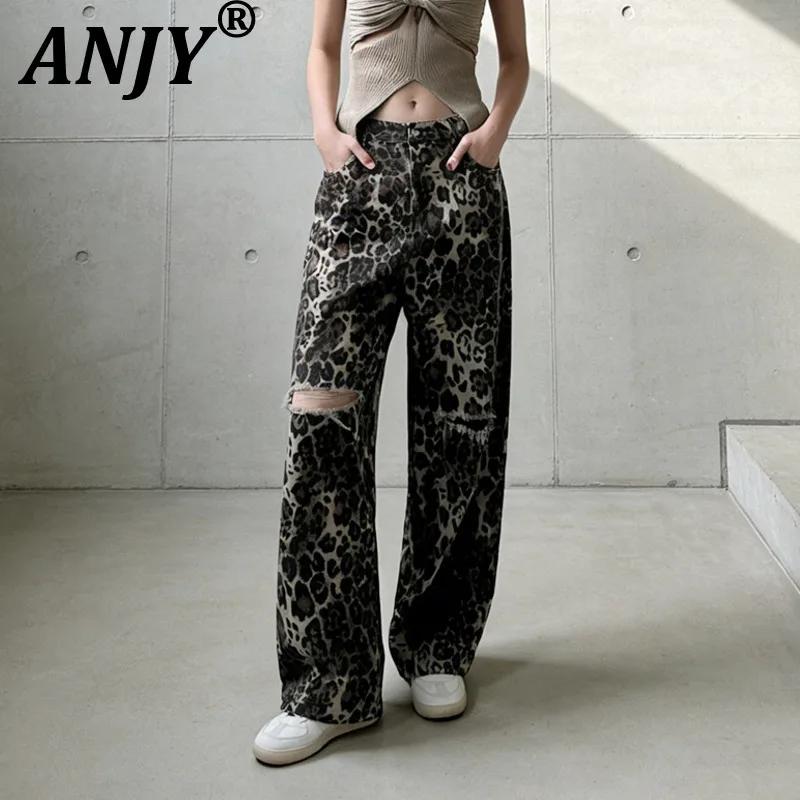 ANJY Spring Autumn New Women Fashion elegant Versatile Leopard Print Design Casual hole niche Wide Leg Pants A20658
ANJY Spring Autumn New Women Fashion elegant Versatile Leopard Print Design Casual hole niche Wide Leg Pants A20658