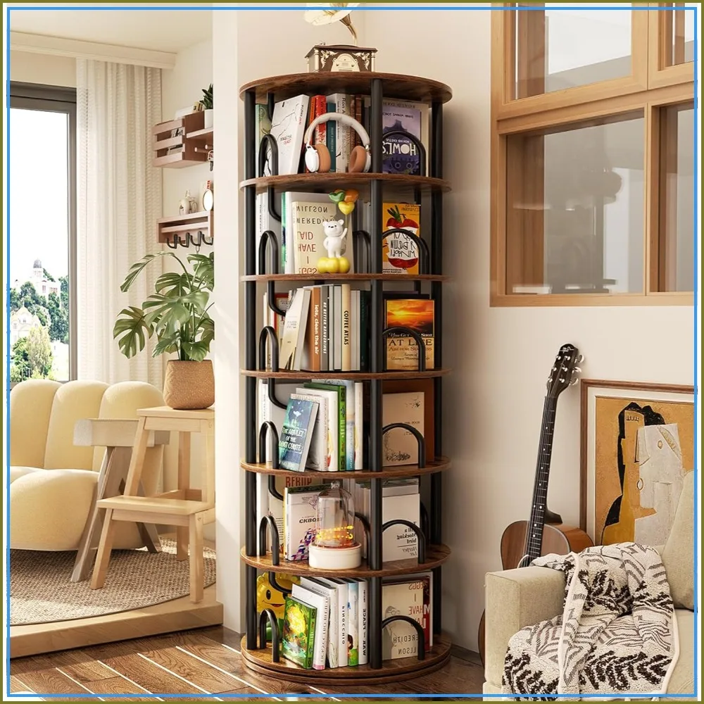 6 Tier Rotating Bookshelf Tower, 360° Spinning Bookcase, Narrow Swivel Bookshelves for Small Space, Rustic Brown
6 Tier Rotating Bookshelf Tower, 360° Spinning Bookcase, Narrow Swivel Bookshelves for Small Space, Rustic Brown