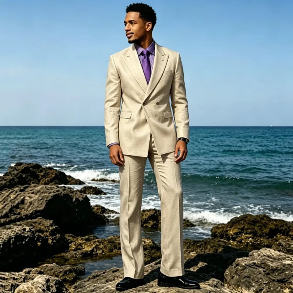 Elegant Linen Wedding Suits 2 Piece Double Breasted Blazer Set Tuxedos Groomsmen Male Formal Business Outfits (Jacket+Pants)
Elegant Linen Wedding Suits 2 Piece Double Breasted Blazer Set Tuxedos Groomsmen Male Formal Business Outfits (Jacket+Pants)